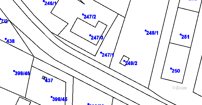 Parcela st. 247/1 v KÚ Újezdeček, Katastrální mapa