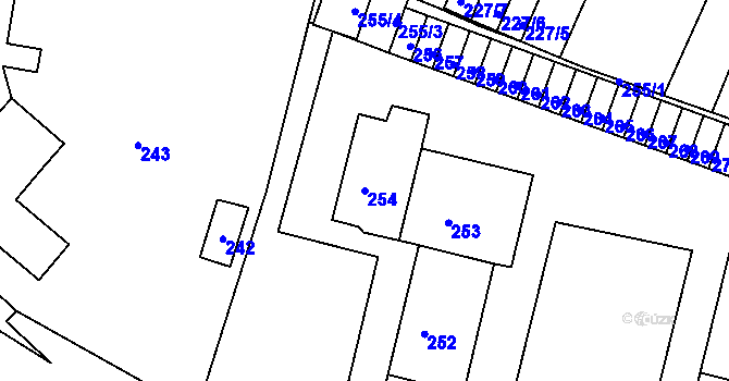 Parcela st. 254 v KÚ Újezdeček, Katastrální mapa