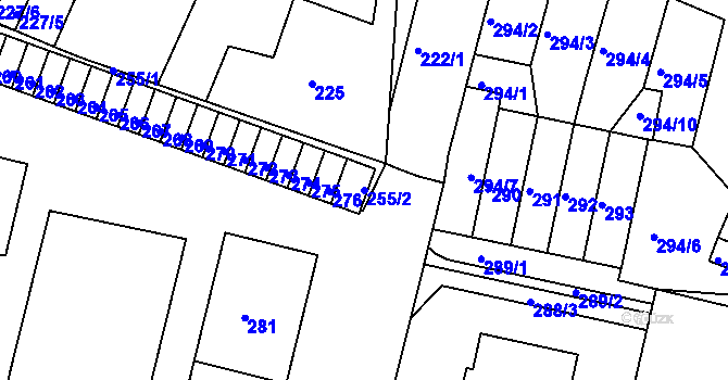 Parcela st. 255/2 v KÚ Újezdeček, Katastrální mapa