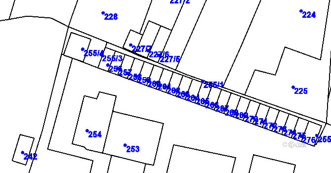 Parcela st. 262 v KÚ Újezdeček, Katastrální mapa