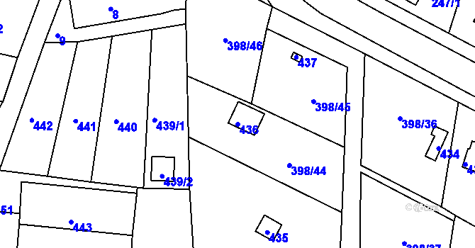 Parcela st. 436 v KÚ Újezdeček, Katastrální mapa