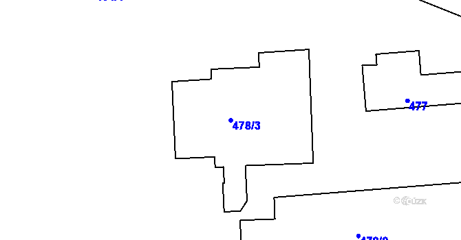Parcela st. 478/3 v KÚ Újezdeček, Katastrální mapa