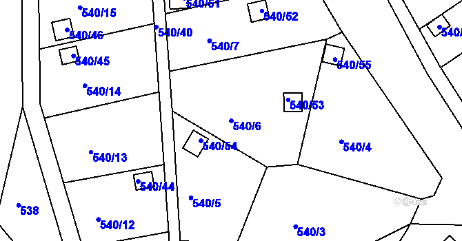 Parcela st. 540/6 v KÚ Újezdeček, Katastrální mapa