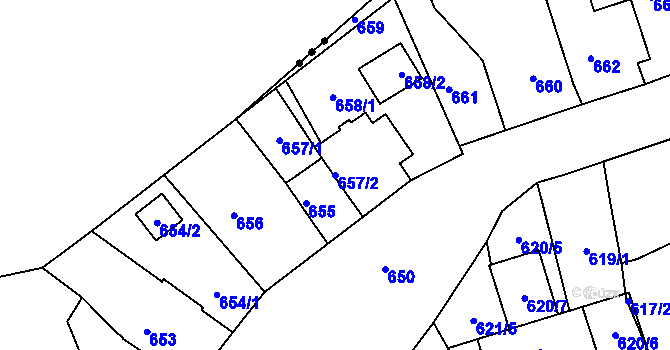 Parcela st. 657/2 v KÚ Újezdeček, Katastrální mapa