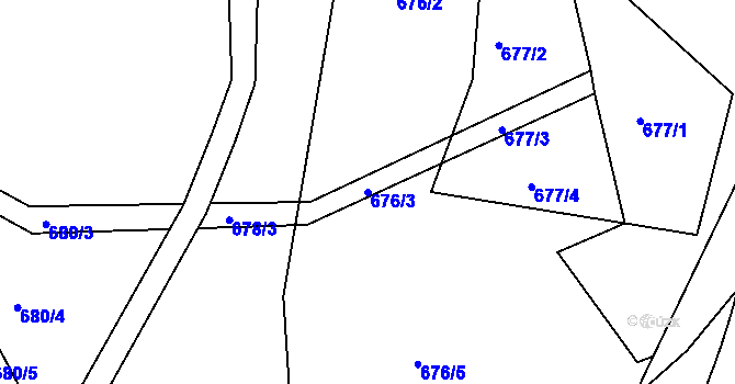 Parcela st. 676/3 v KÚ Újezdeček, Katastrální mapa