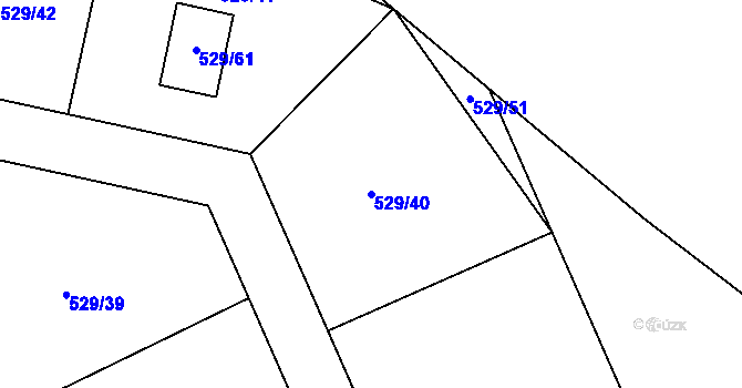 Parcela st. 529/40 v KÚ Újezdeček, Katastrální mapa