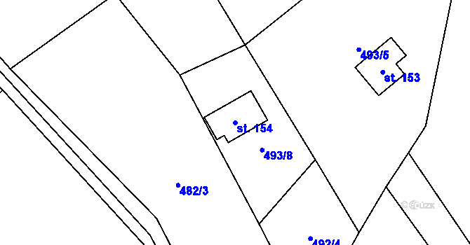 Parcela st. 154 v KÚ Ujkovice, Katastrální mapa