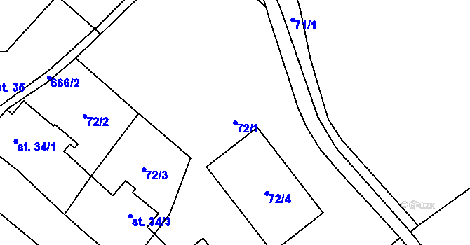 Parcela st. 72/1 v KÚ Ujkovice, Katastrální mapa