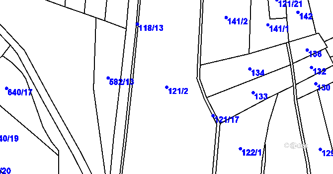 Parcela st. 121/2 v KÚ Ujkovice, Katastrální mapa