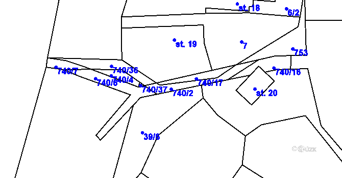 Parcela st. 740/2 v KÚ Ujkovice, Katastrální mapa