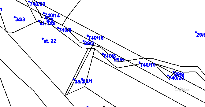 Parcela st. 740/5 v KÚ Ujkovice, Katastrální mapa