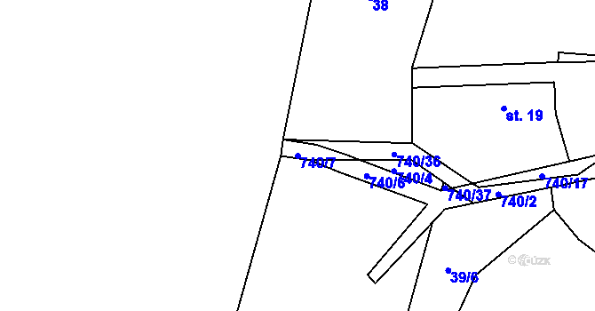 Parcela st. 740/7 v KÚ Ujkovice, Katastrální mapa
