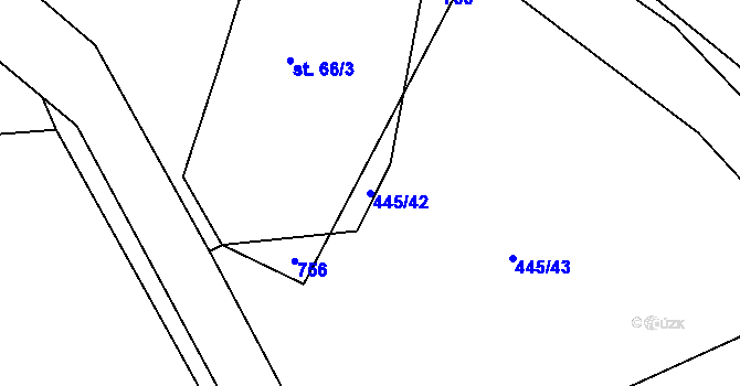 Parcela st. 445/42 v KÚ Ujkovice, Katastrální mapa