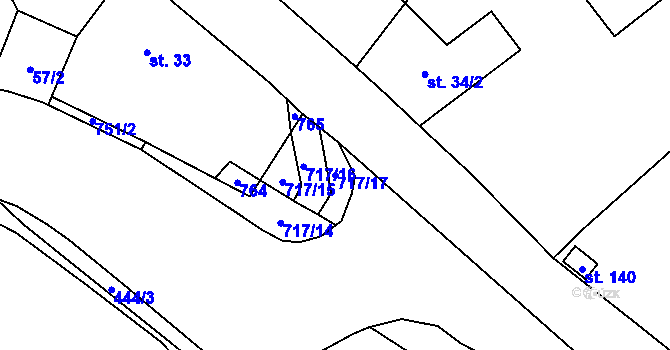 Parcela st. 717/17 v KÚ Ujkovice, Katastrální mapa