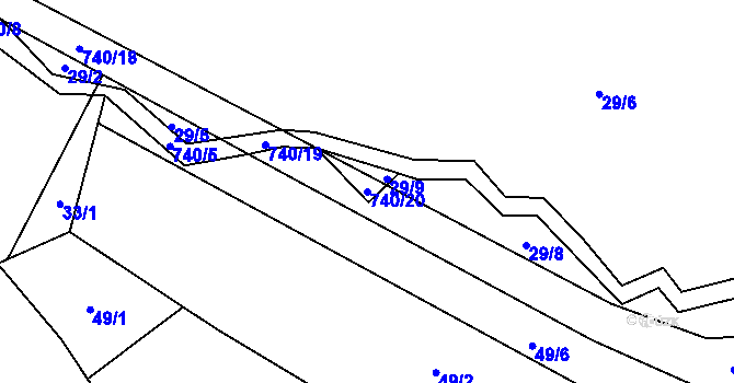 Parcela st. 740/20 v KÚ Ujkovice, Katastrální mapa