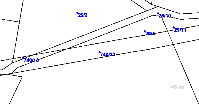 Parcela st. 740/22 v KÚ Ujkovice, Katastrální mapa