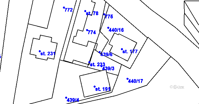 Parcela st. 439/6 v KÚ Ujkovice, Katastrální mapa