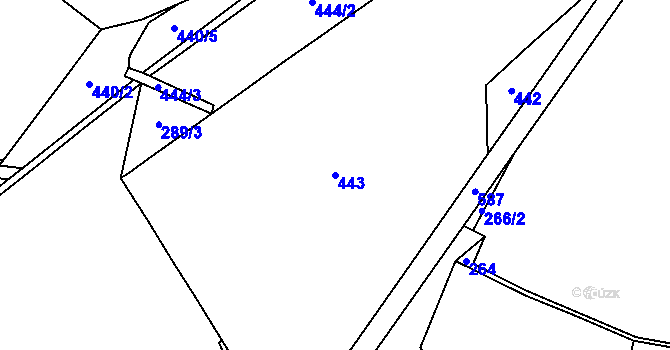 Parcela st. 443 v KÚ Jetišov, Katastrální mapa
