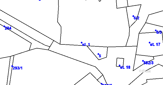 Parcela st. 1 v KÚ Švejcarova Lhota, Katastrální mapa
