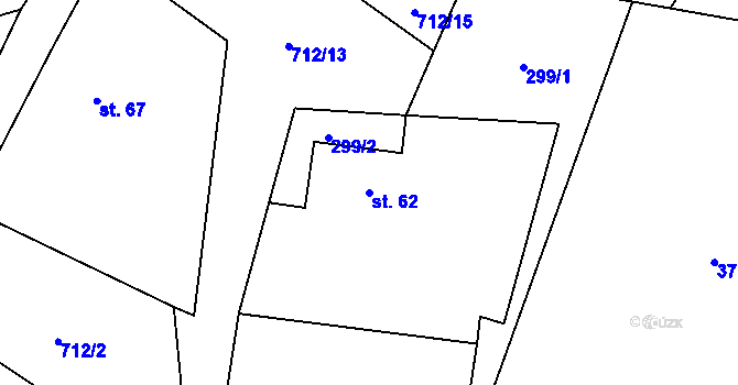 Parcela st. 62 v KÚ Řeheč, Katastrální mapa