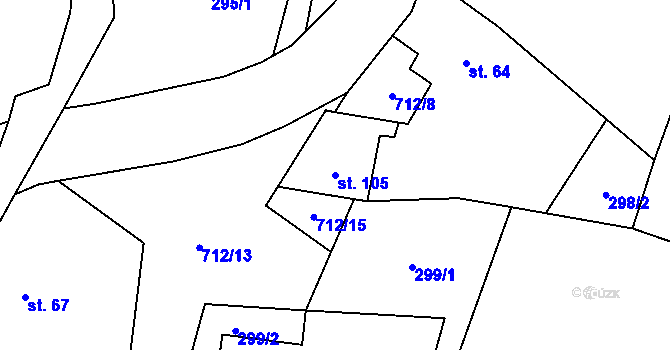 Parcela st. 105 v KÚ Řeheč, Katastrální mapa