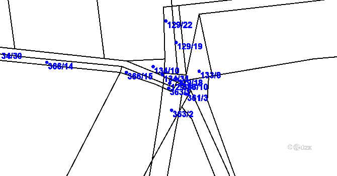 Parcela st. 363/1 v KÚ Řeheč, Katastrální mapa