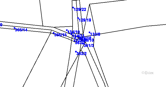 Parcela st. 361/3 v KÚ Řeheč, Katastrální mapa