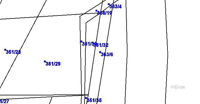 Parcela st. 363/6 v KÚ Řeheč, Katastrální mapa