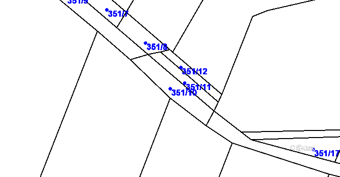 Parcela st. 351/10 v KÚ Řeheč, Katastrální mapa