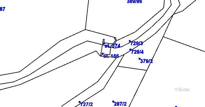 Parcela st. 166 v KÚ Řeheč, Katastrální mapa