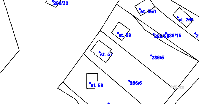 Parcela st. 57 v KÚ Hracholusky nade Mží, Katastrální mapa
