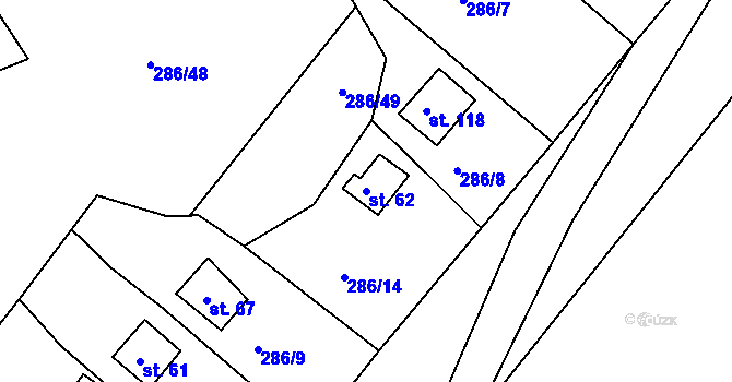 Parcela st. 62 v KÚ Hracholusky nade Mží, Katastrální mapa