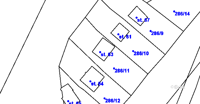 Parcela st. 63 v KÚ Hracholusky nade Mží, Katastrální mapa