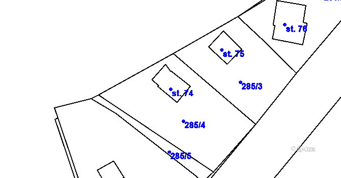 Parcela st. 74 v KÚ Hracholusky nade Mží, Katastrální mapa