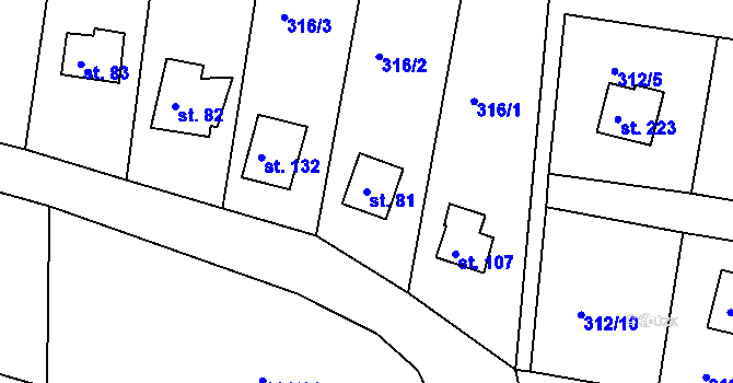 Parcela st. 81 v KÚ Hracholusky nade Mží, Katastrální mapa