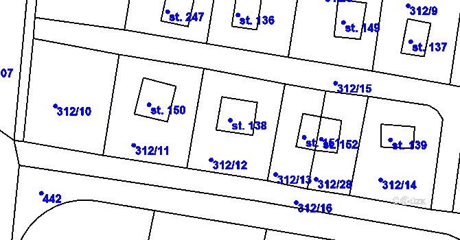 Parcela st. 138 v KÚ Hracholusky nade Mží, Katastrální mapa