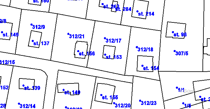 Parcela st. 153 v KÚ Hracholusky nade Mží, Katastrální mapa