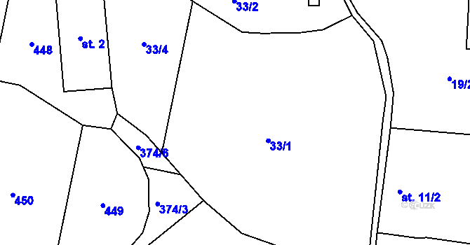 Parcela st. 33/1 v KÚ Hracholusky nade Mží, Katastrální mapa