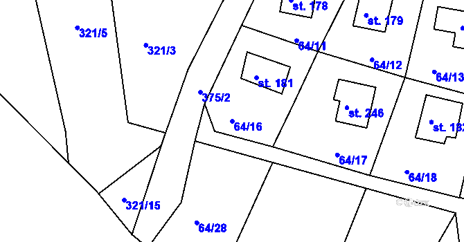 Parcela st. 64/16 v KÚ Hracholusky nade Mží, Katastrální mapa
