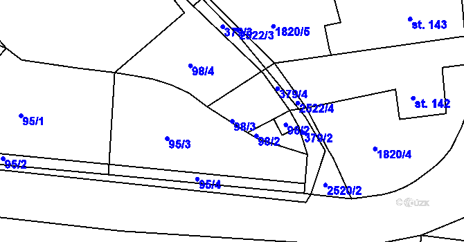 Parcela st. 98/3 v KÚ Hracholusky nade Mží, Katastrální mapa
