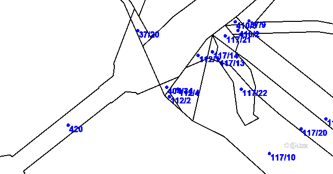 Parcela st. 404/34 v KÚ Hracholusky nade Mží, Katastrální mapa