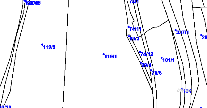 Parcela st. 119/1 v KÚ Kníje, Katastrální mapa