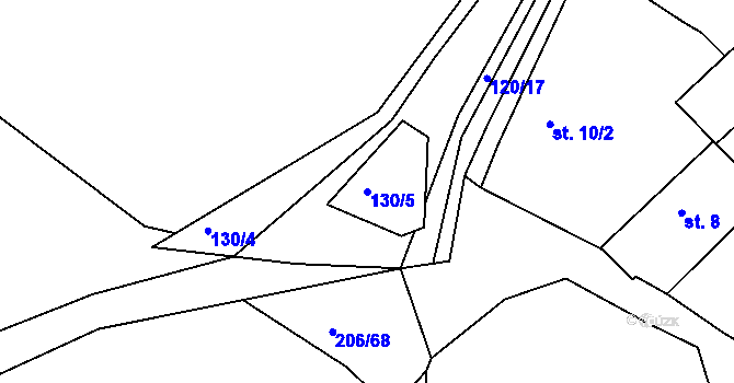 Parcela st. 130/5 v KÚ Kníje, Katastrální mapa
