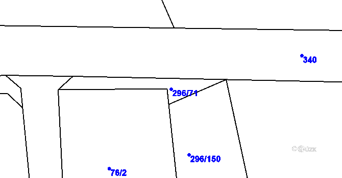 Parcela st. 296/71 v KÚ Kníje, Katastrální mapa