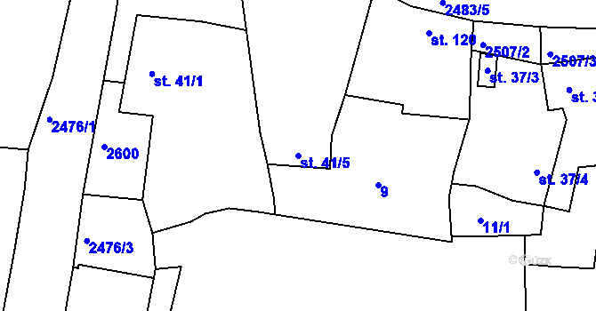 Parcela st. 41/5 v KÚ Úlice, Katastrální mapa