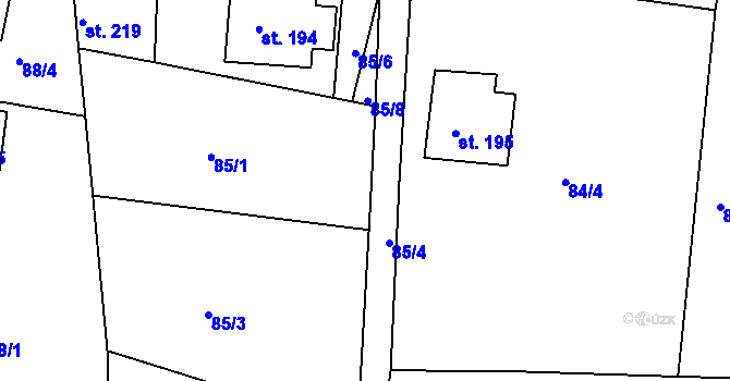 Parcela st. 85/9 v KÚ Úlice, Katastrální mapa