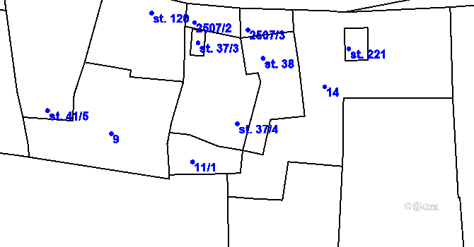 Parcela st. 37/4 v KÚ Úlice, Katastrální mapa