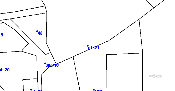 Parcela st. 21 v KÚ Březová u Úmonína, Katastrální mapa