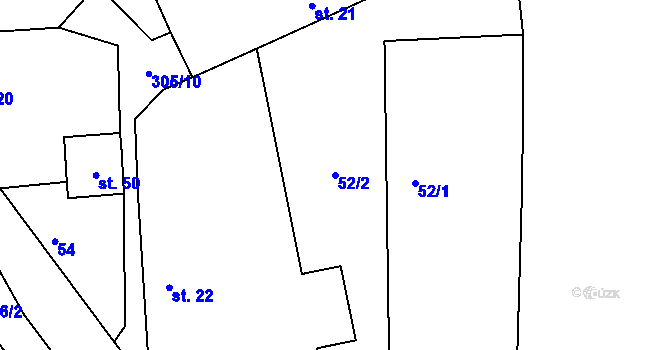 Parcela st. 52/2 v KÚ Březová u Úmonína, Katastrální mapa
