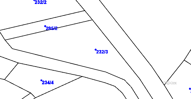 Parcela st. 232/3 v KÚ Březová u Úmonína, Katastrální mapa